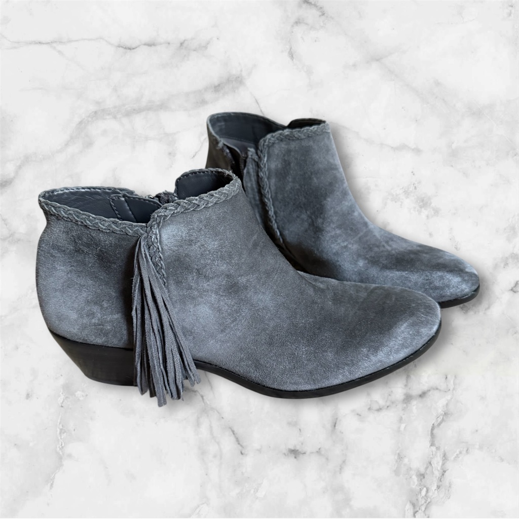 Sam Edelman Gray Ankle Boots With Tassel